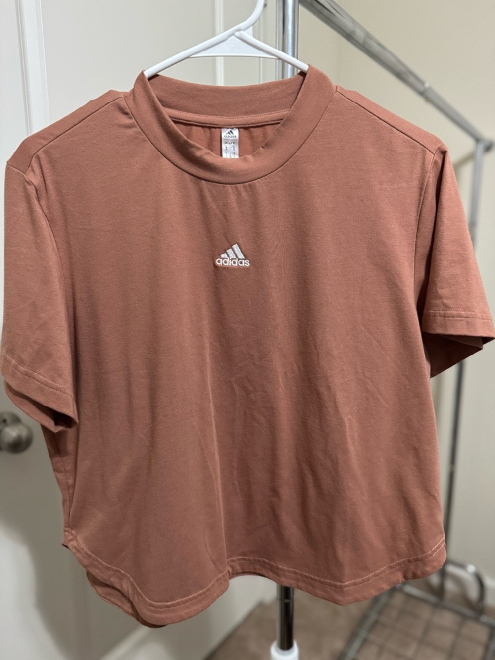 adidas Cropped Tee in Rose Clay